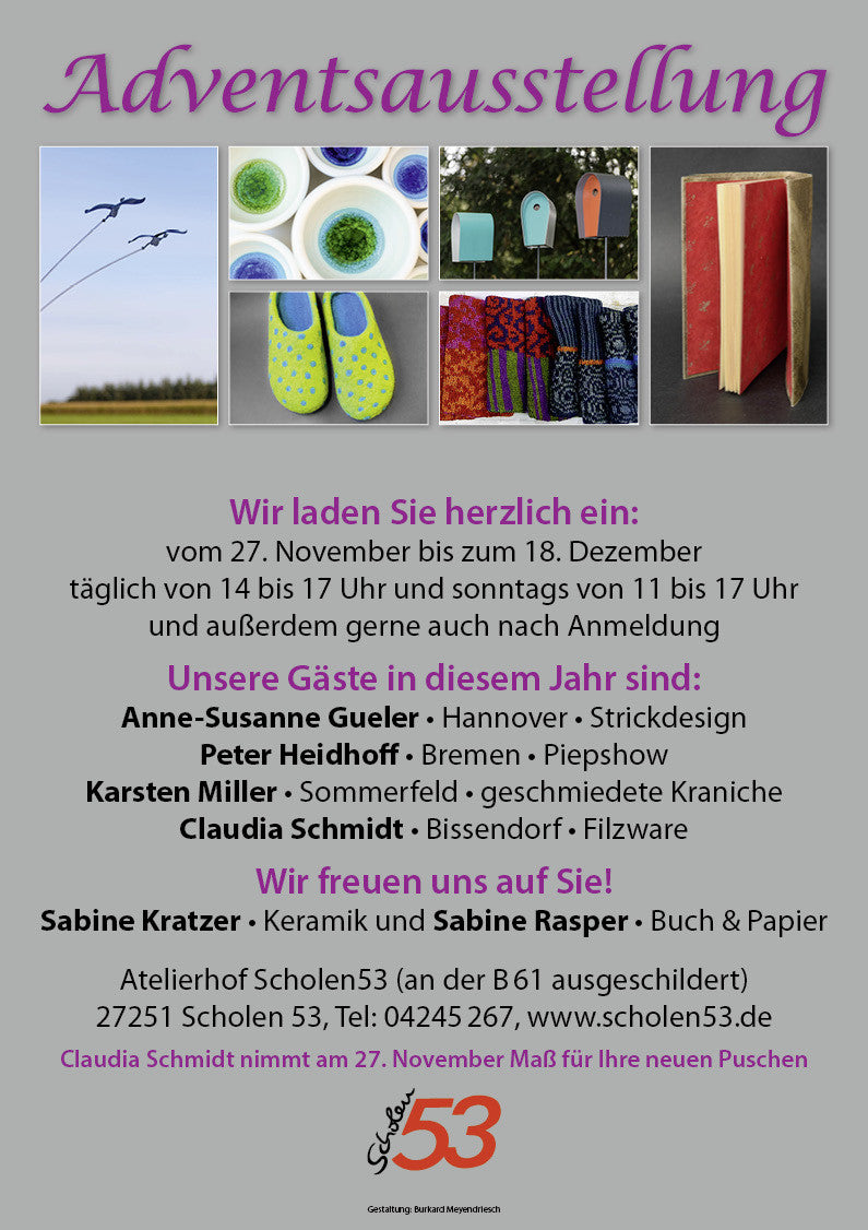 Adventsausstellung auf dem Atelierhof Scholen