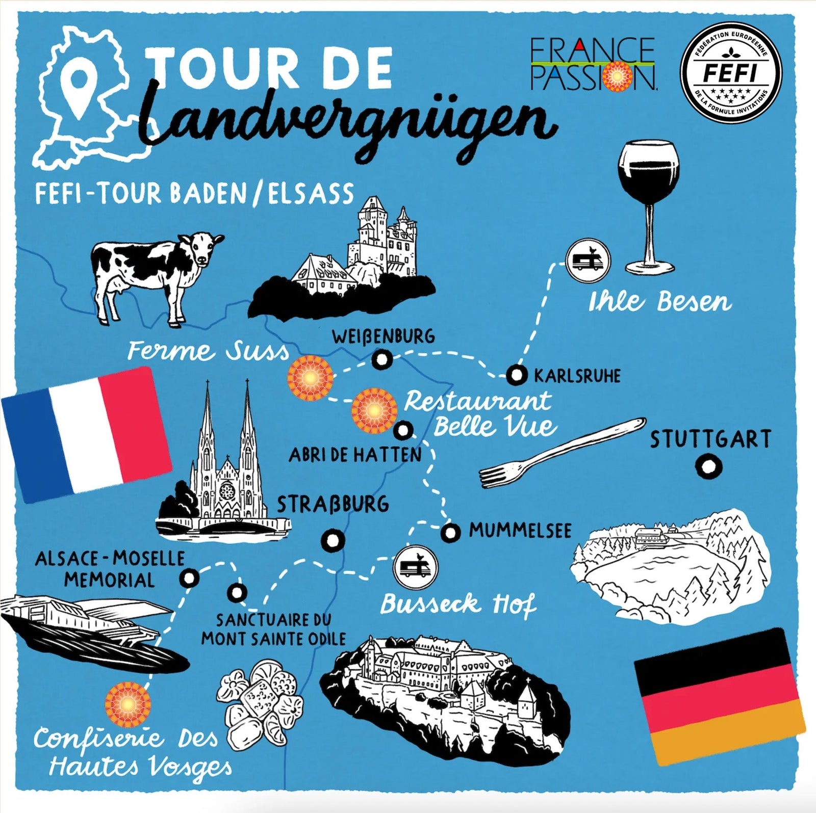 Tour de Landvergnügen von Baden durchs Elsass