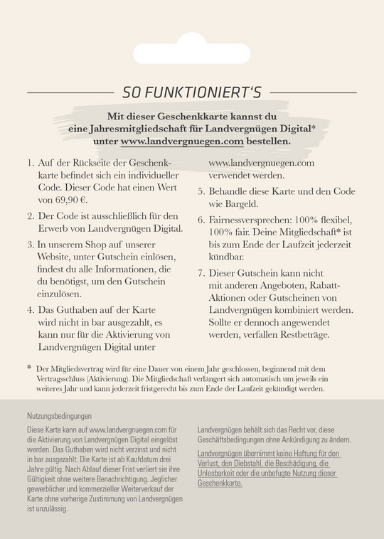 Landvergnügen Geschenkkarte