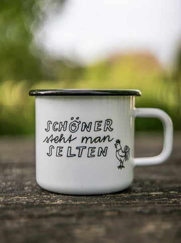 Landvergnügen Emailletasse "Schöner steht man selten"