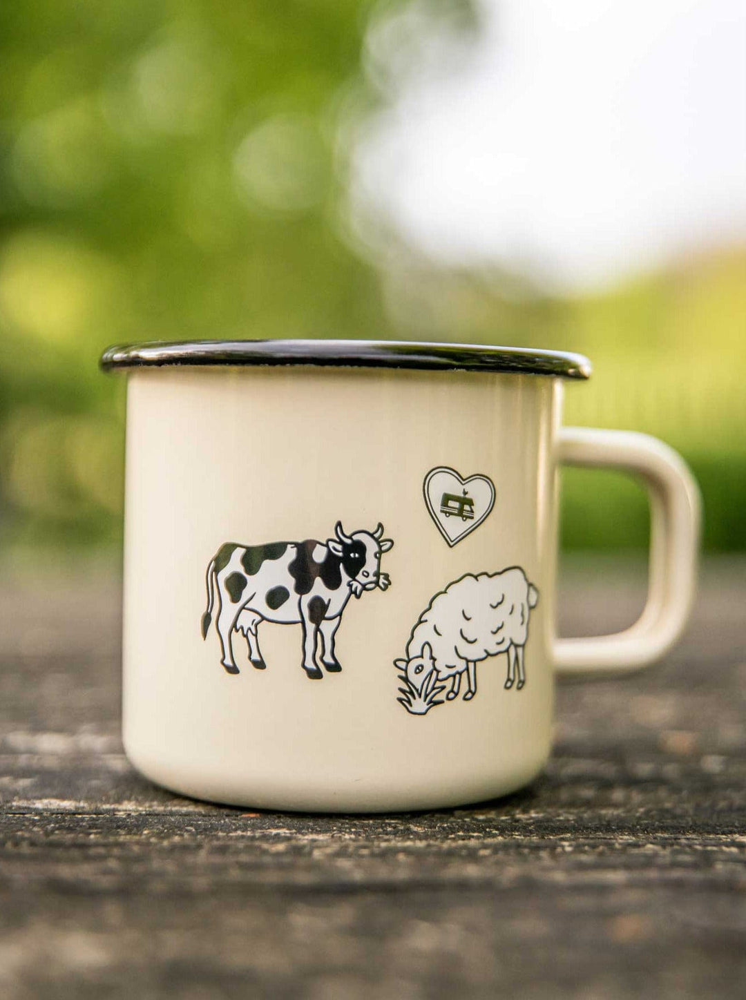 Landvergnügen Emailletasse "Tiere" in creme